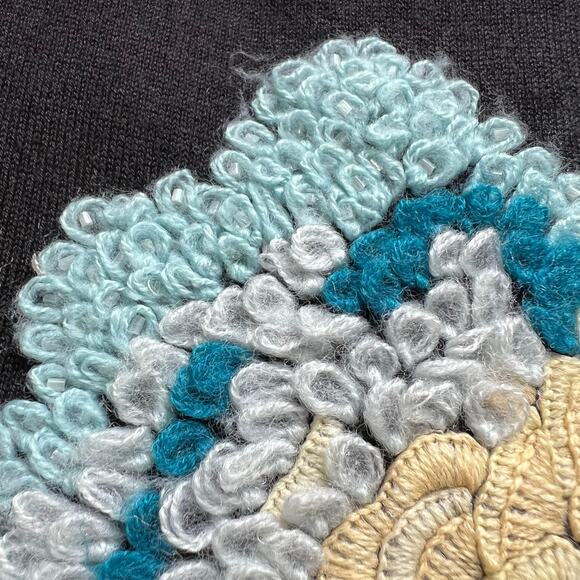 Charlotte Tarantola Womens Silk Angora Sweater Embroidered Hooded Black Medium - Picture 9 of 13